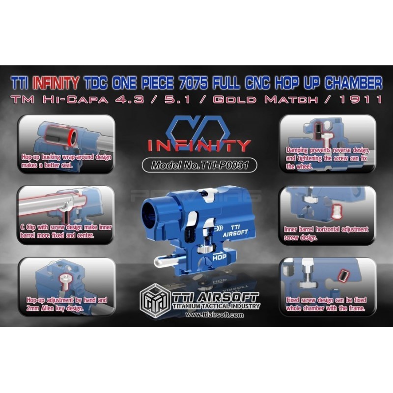 Camara de hop-up CNC TDC TTI Infinity para Hi-Capa - Roja