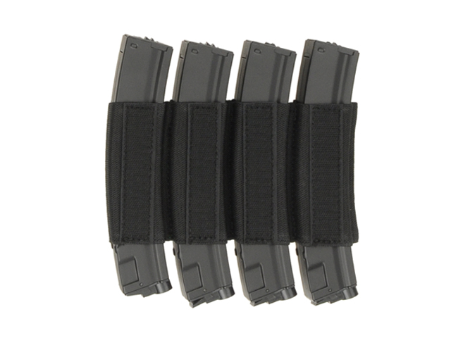Pouch insert elastico cuadruple para cargadores MP5/SMG - Negro