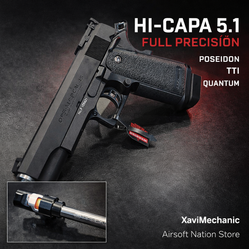 [custom121] Pistola Hi-Capa 5.1 GBB Tokyo Marui - Negro Full Precisión